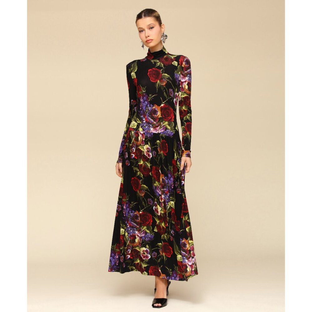 Avec Les Filles Black Floral Maxi Dress